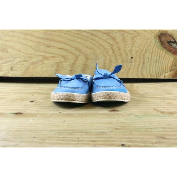 L.L. Bean Shoes Womens 6.5 Blue Leather Bow Espadrilles Mules Sandals - Picture 2 of 7